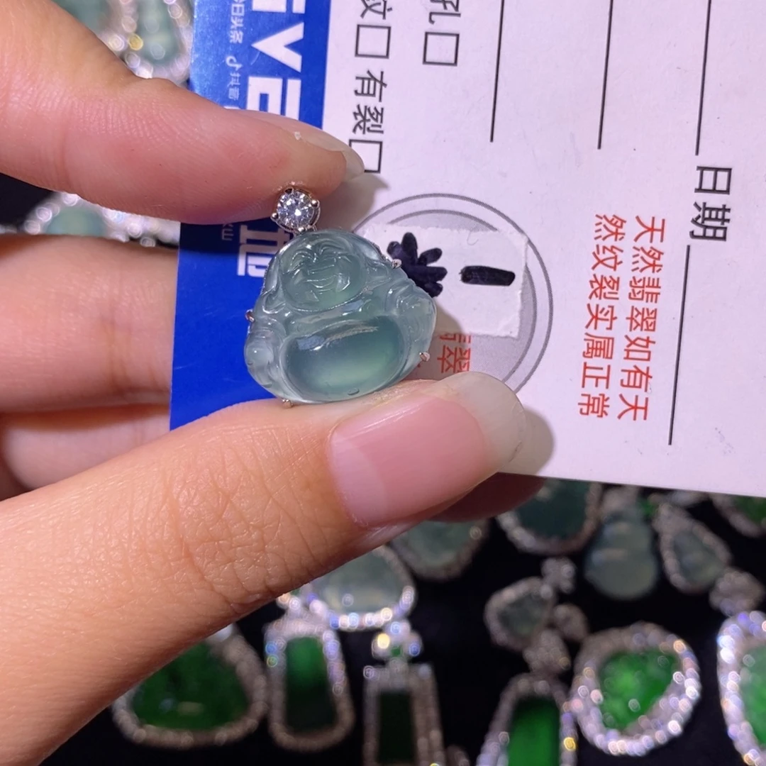 翡翠银S925镶嵌颈饰天然