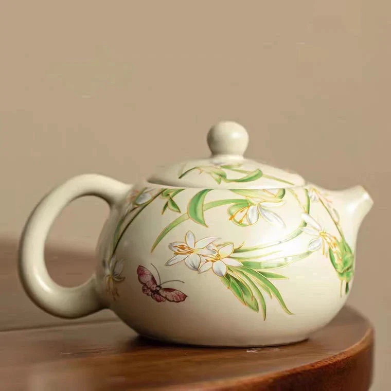 国宝窑碟恋花凤鸣西施壶容量200毫升汝窑陶瓷家用复古精致描金