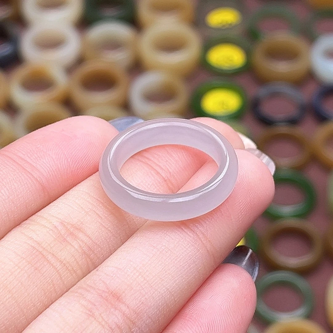 和田玉未镶嵌戒指17.6果冻梦幻紫