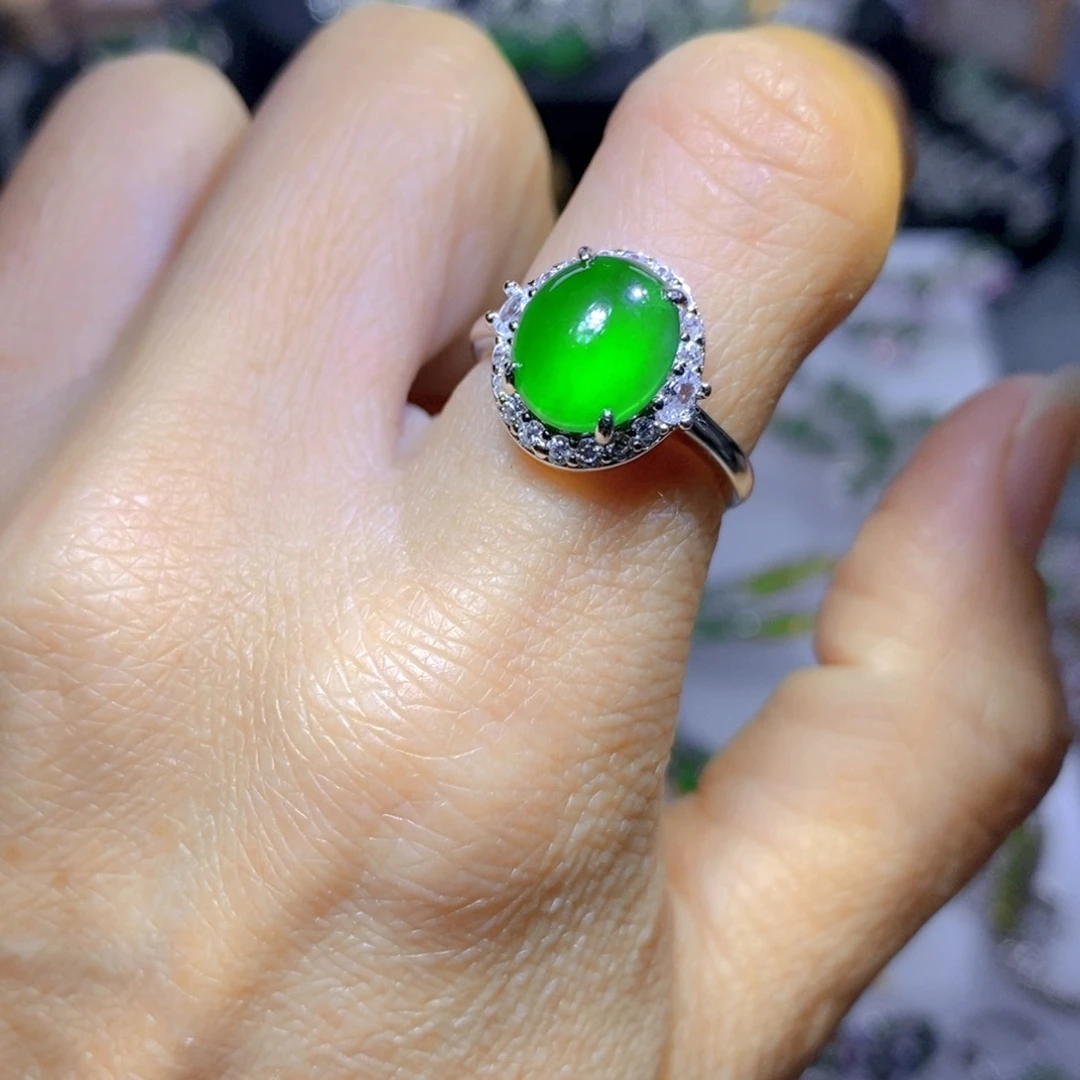 翡翠颈饰银S925镶嵌天然翡翠