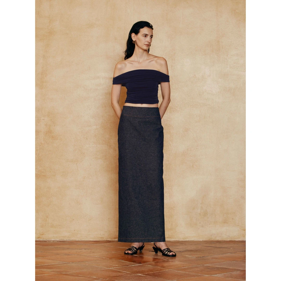 AUTI SEMINARIO丝光针织一字肩上衣