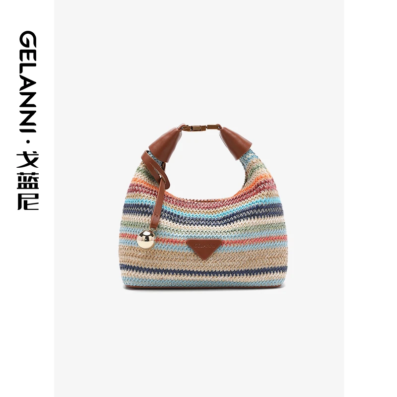 【袁班长专属】GELANNI波西米亚编织托特包GLN2474139彩色
