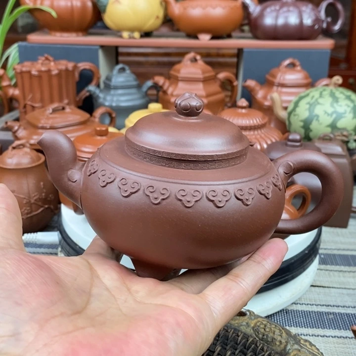 茶壶紫砂云肩如意380cc原矿一厂老底曹青特价