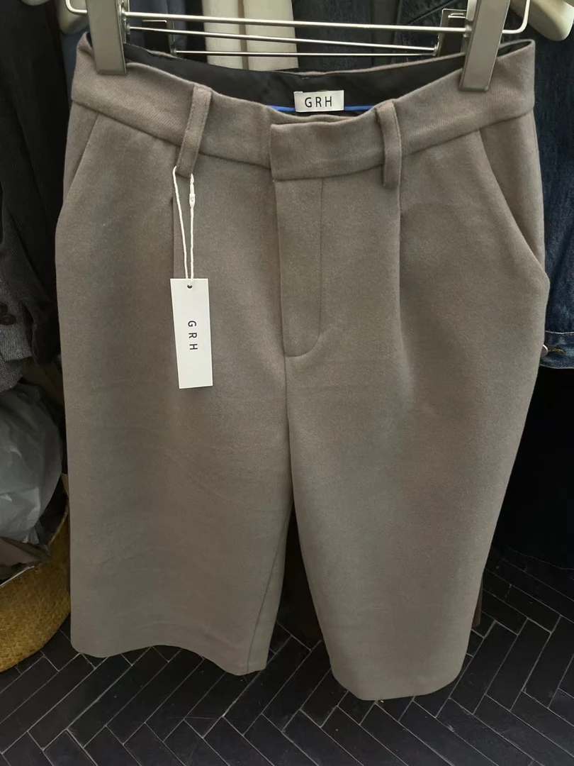 温柔瑶-GW秋款福利#复古显瘦高腰毛呢短裤kc#326