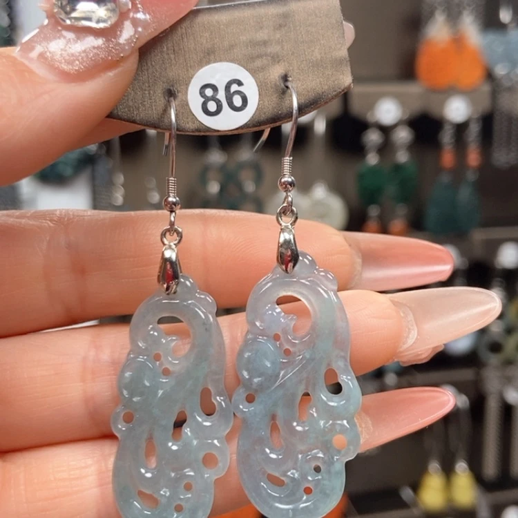 【闪购商品】翡翠耳饰银S925镶嵌耳饰