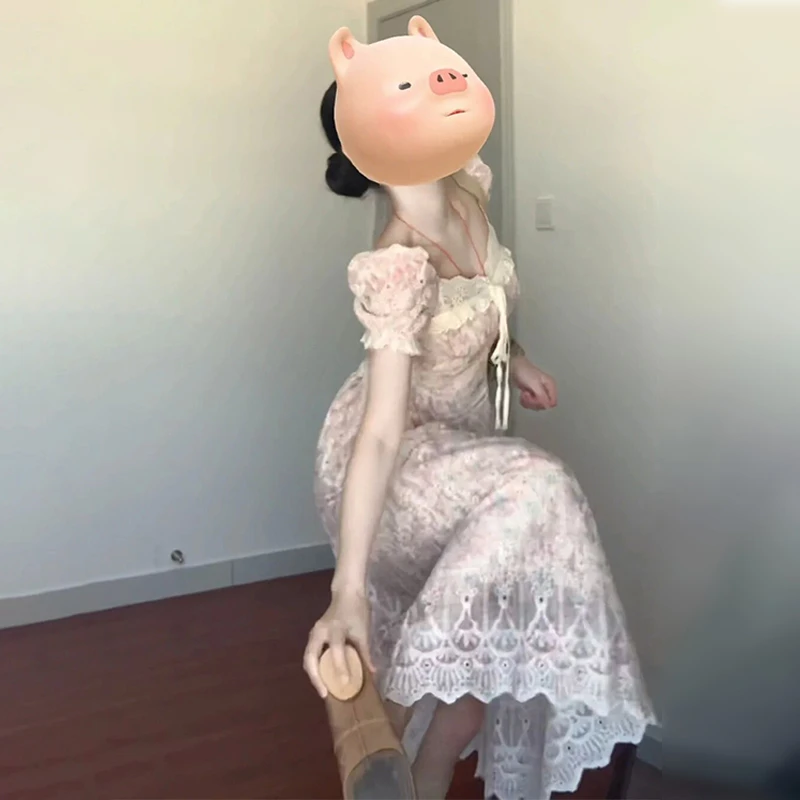 3342泡泡袖碎花连衣裙子女2025新款法式高级感超好看气质收腰长裙