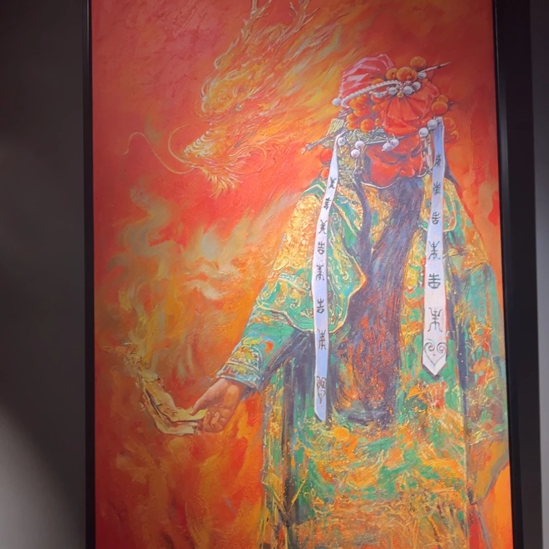竖款手工布面油画醉关公