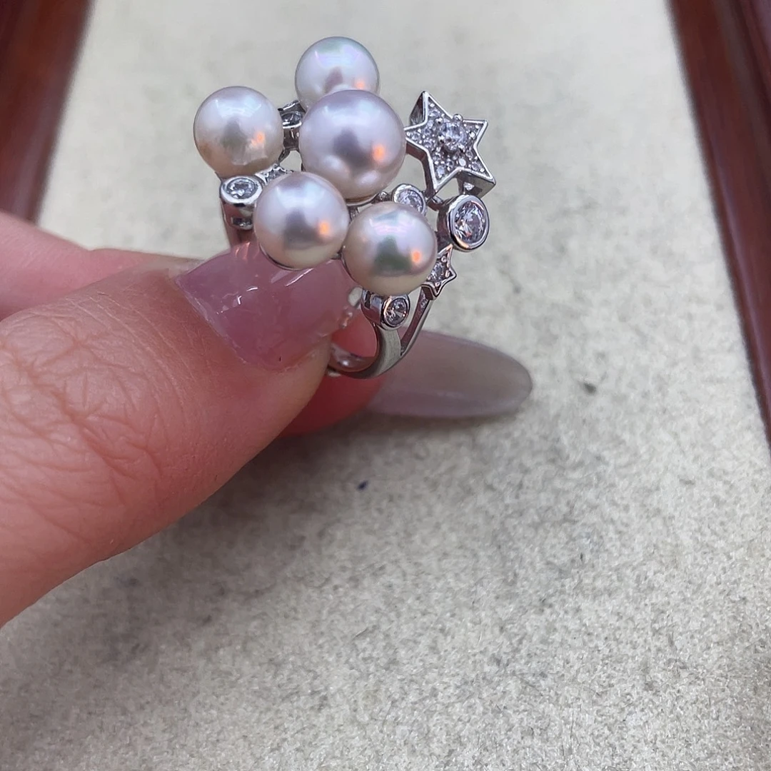 戒指海水珍珠银S925镶嵌