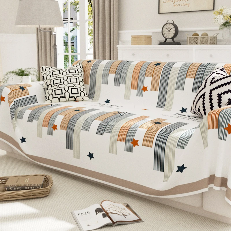 冰丝沙发巾防滑一片式全包式盖巾防尘罩沙发盖毯夏季印花冰丝凉感