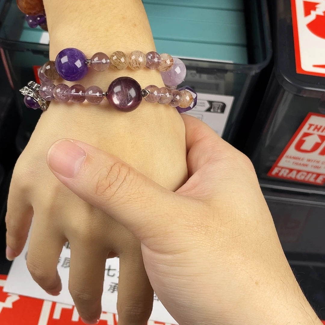 水晶手串银S925镀金镶嵌