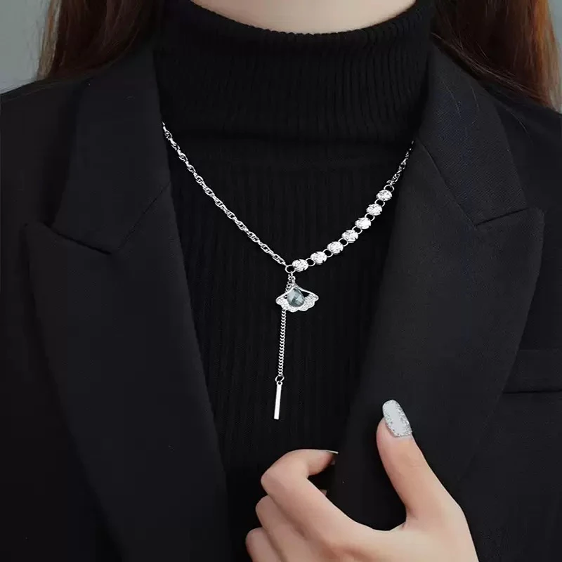 铜合金项链 【不掉色】气质轻奢时尚银杏叶项链高级秋冬毛衣链