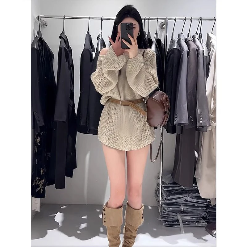 AMI.FS  温柔系穿搭女新款韩版气质镂空上衣显瘦牛仔短裤两件套装