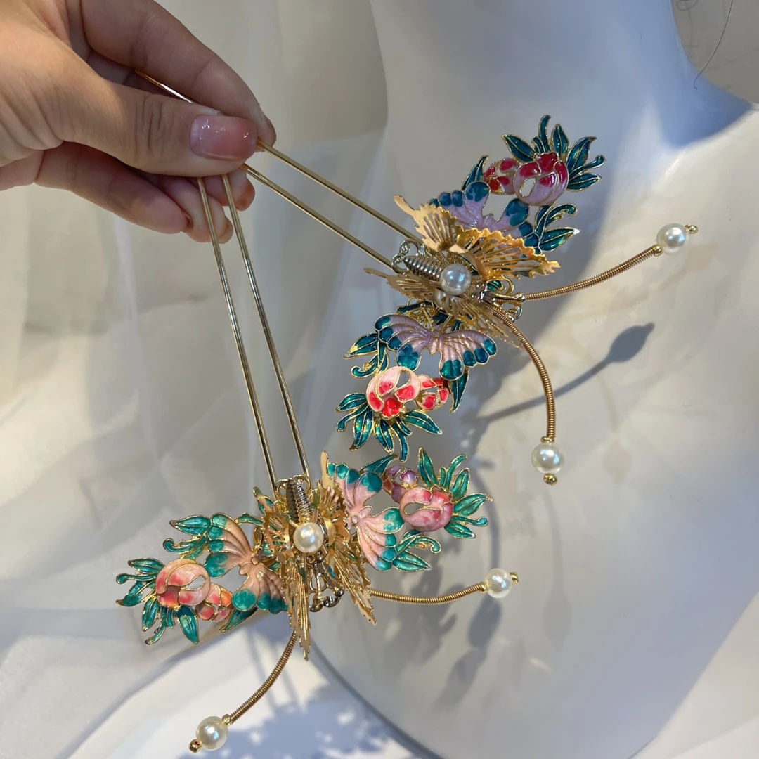 手工古装步摇发饰明制发簪排簪女簪发朋克风原创设计民族风