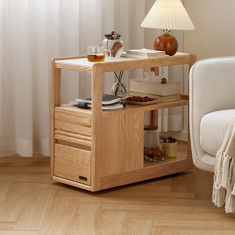 【实木】全友家居新款收纳柜可移动实木边几卧室床边置物架沙发小