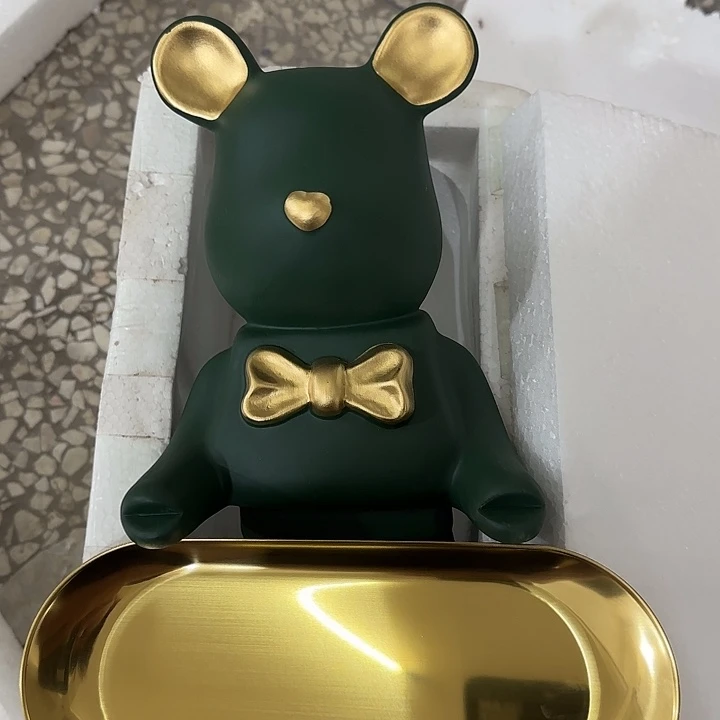 树脂绿色小熊托盘