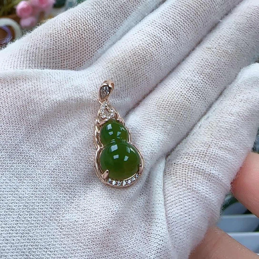 和田玉（碧玉）挂坠银S925镶嵌