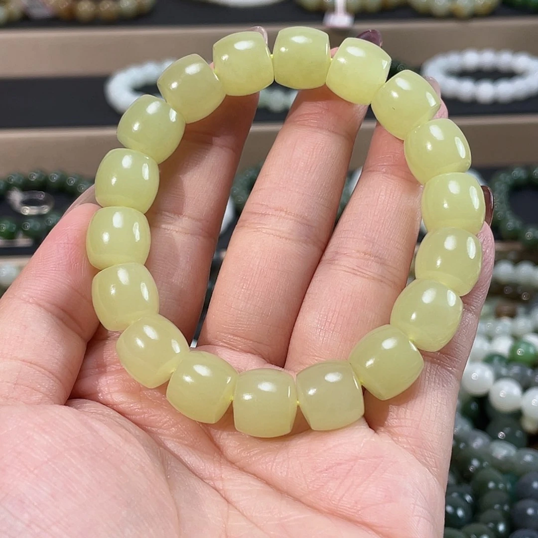 和田玉手链未镶嵌若羌黄口12