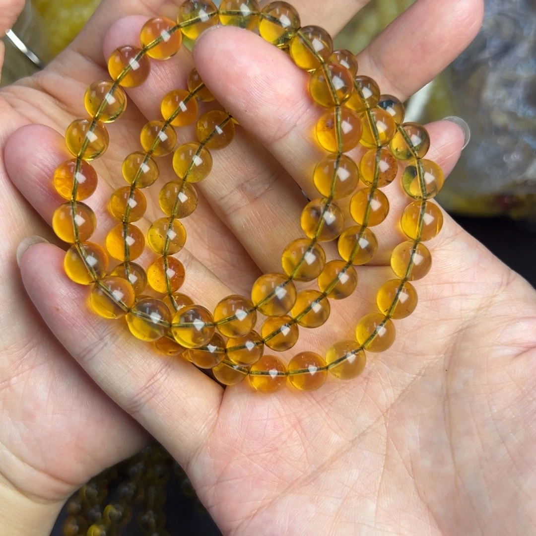 琥珀未镶嵌手链8mm蓝珀多样发其一