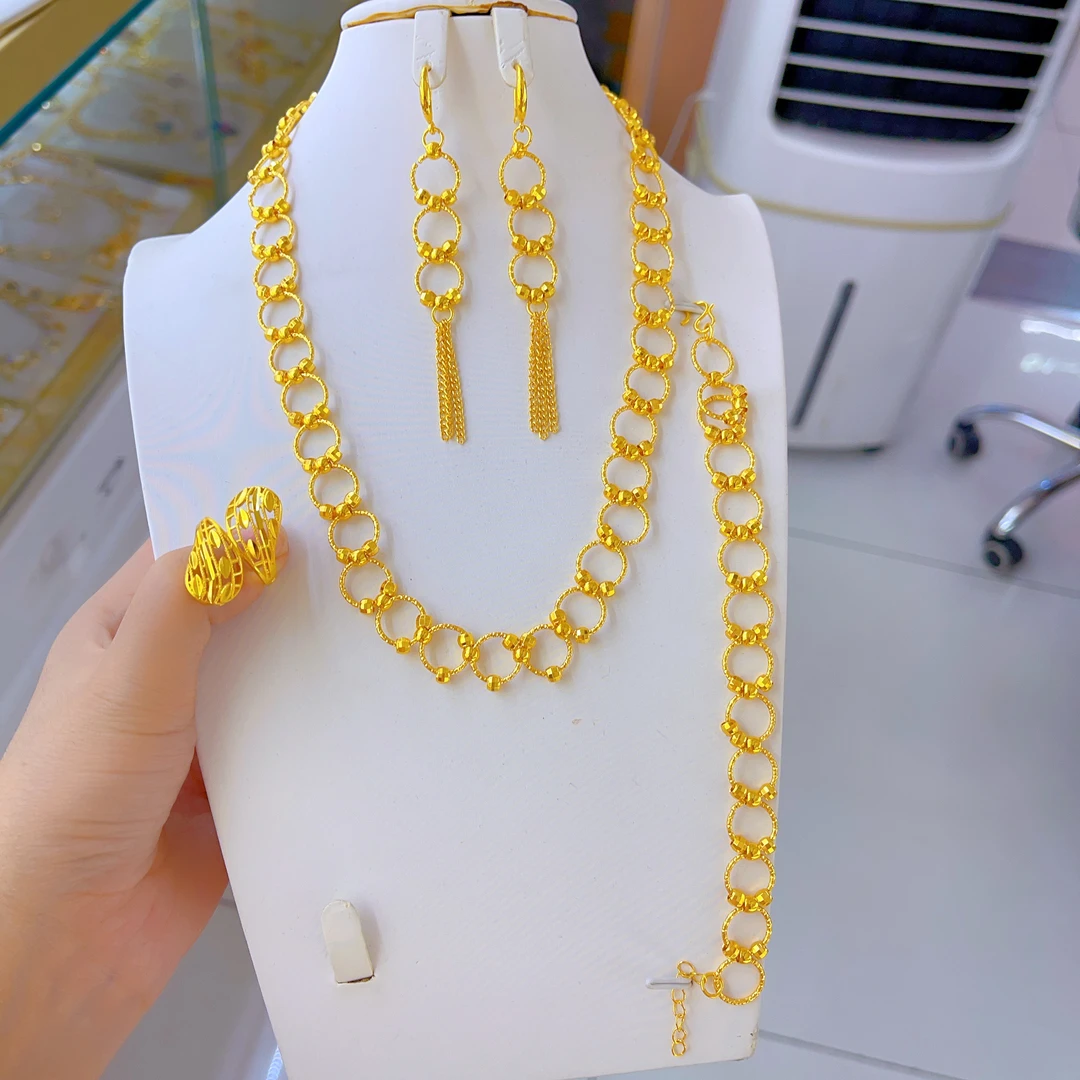 钛钢项链 1468新款四件套首饰耳环项链戒指手链爆款白搭时尚