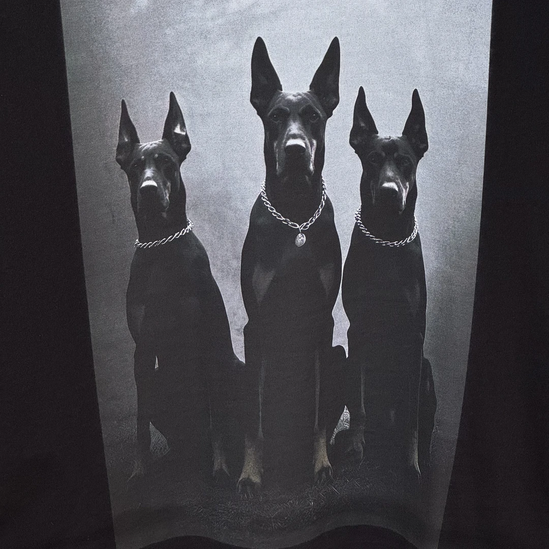 夏季男士纯棉个性欧货三只狗大码男款男短袖T恤圆领时尚男半袖