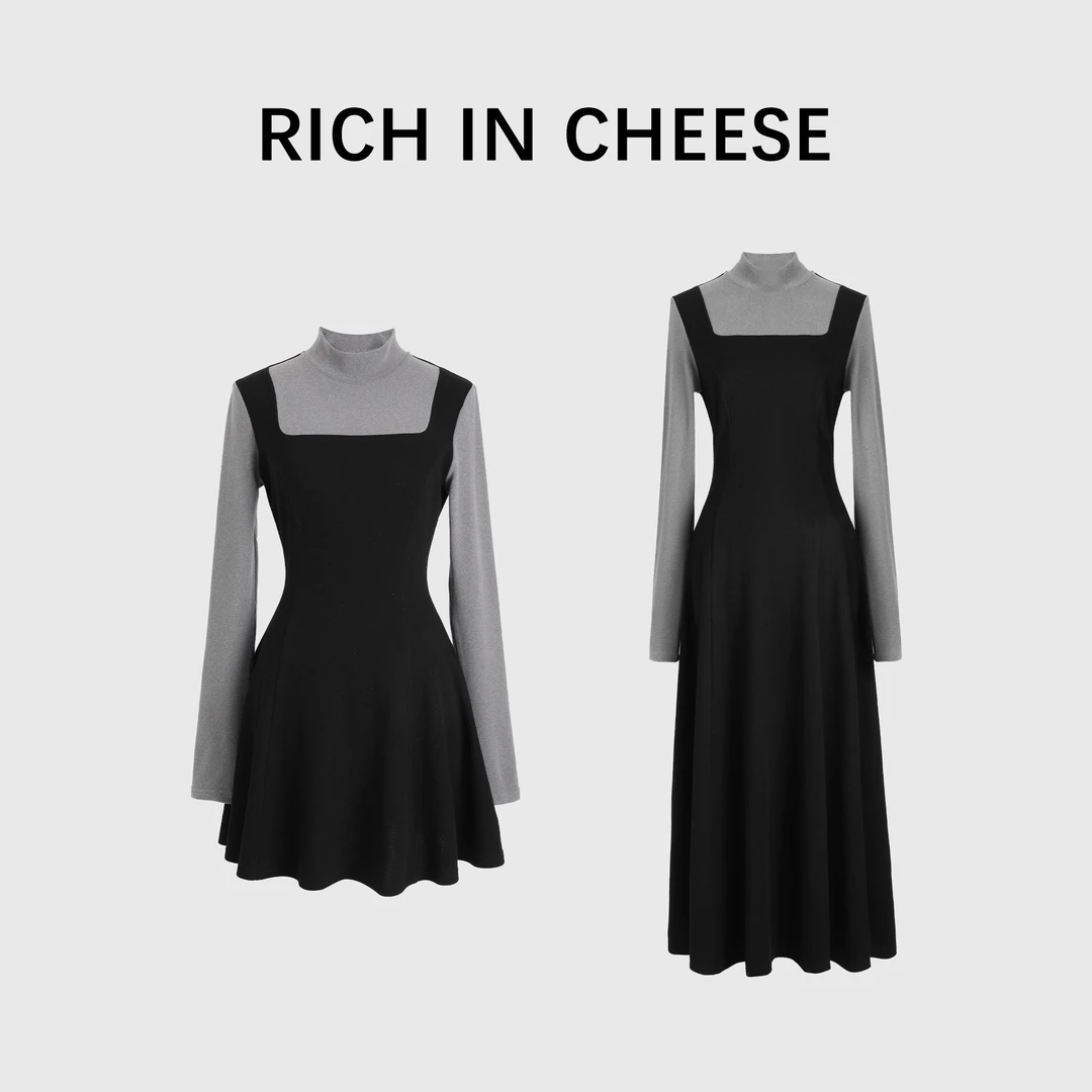 RICHINCHEESE 北海道情书 法式高级半高领时尚磨毛版显瘦连衣裙