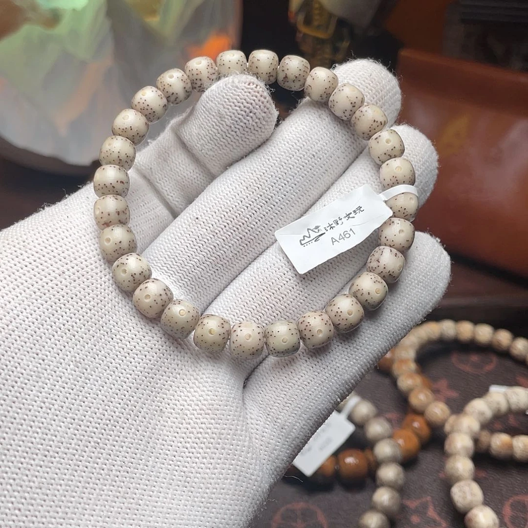 星月菩提手串8x7灰瓷白一线留白针尖星a461