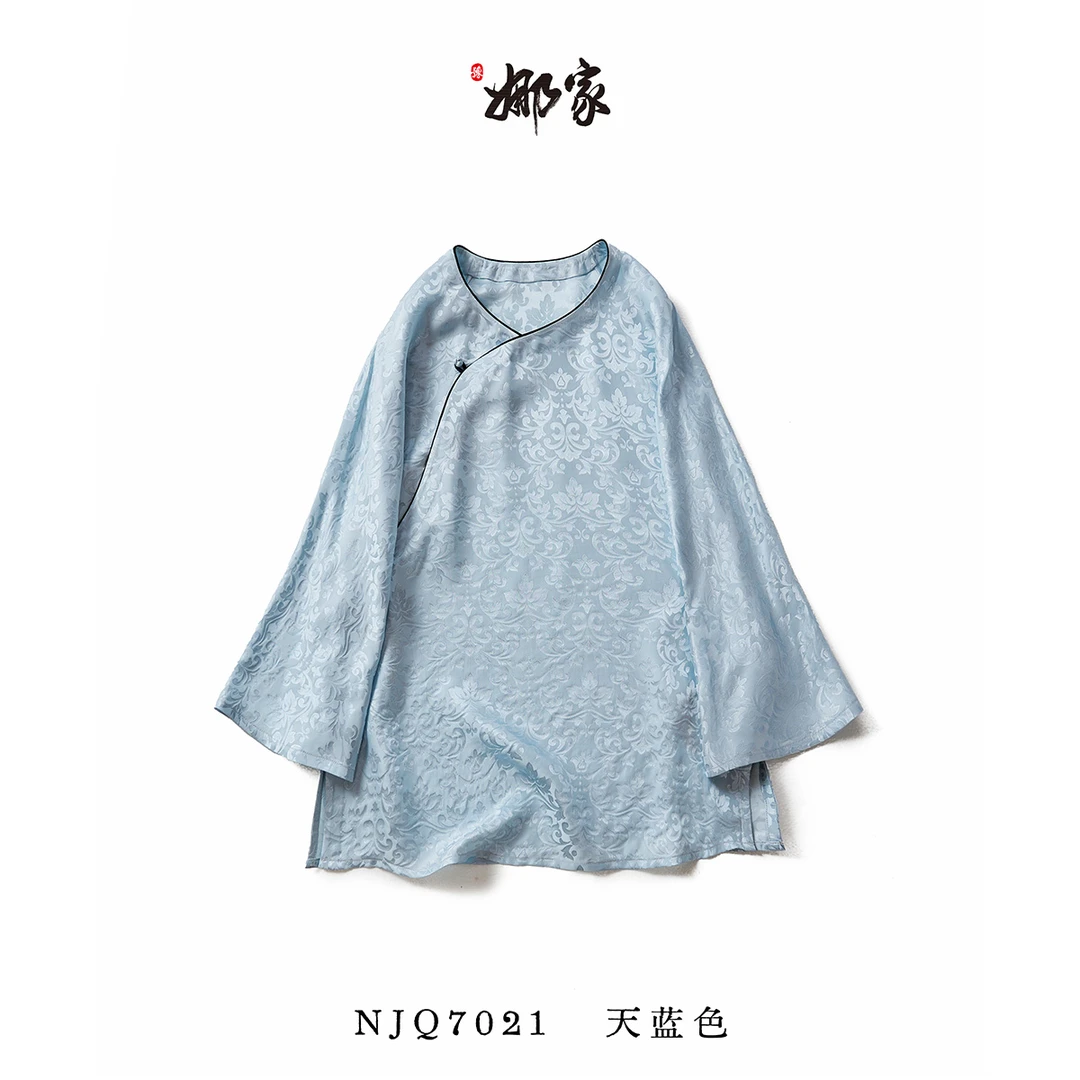 娜家桑波缎缎面衬衫QY（7021）设计师国风上衣斜襟中国风复古