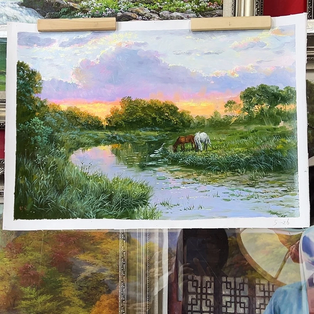 心***福油画朝鲜艺术家不带框