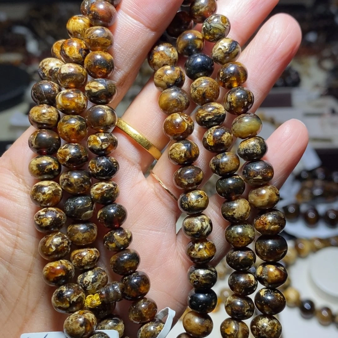 戌***2裸石琥珀未镶嵌老黄花8mm