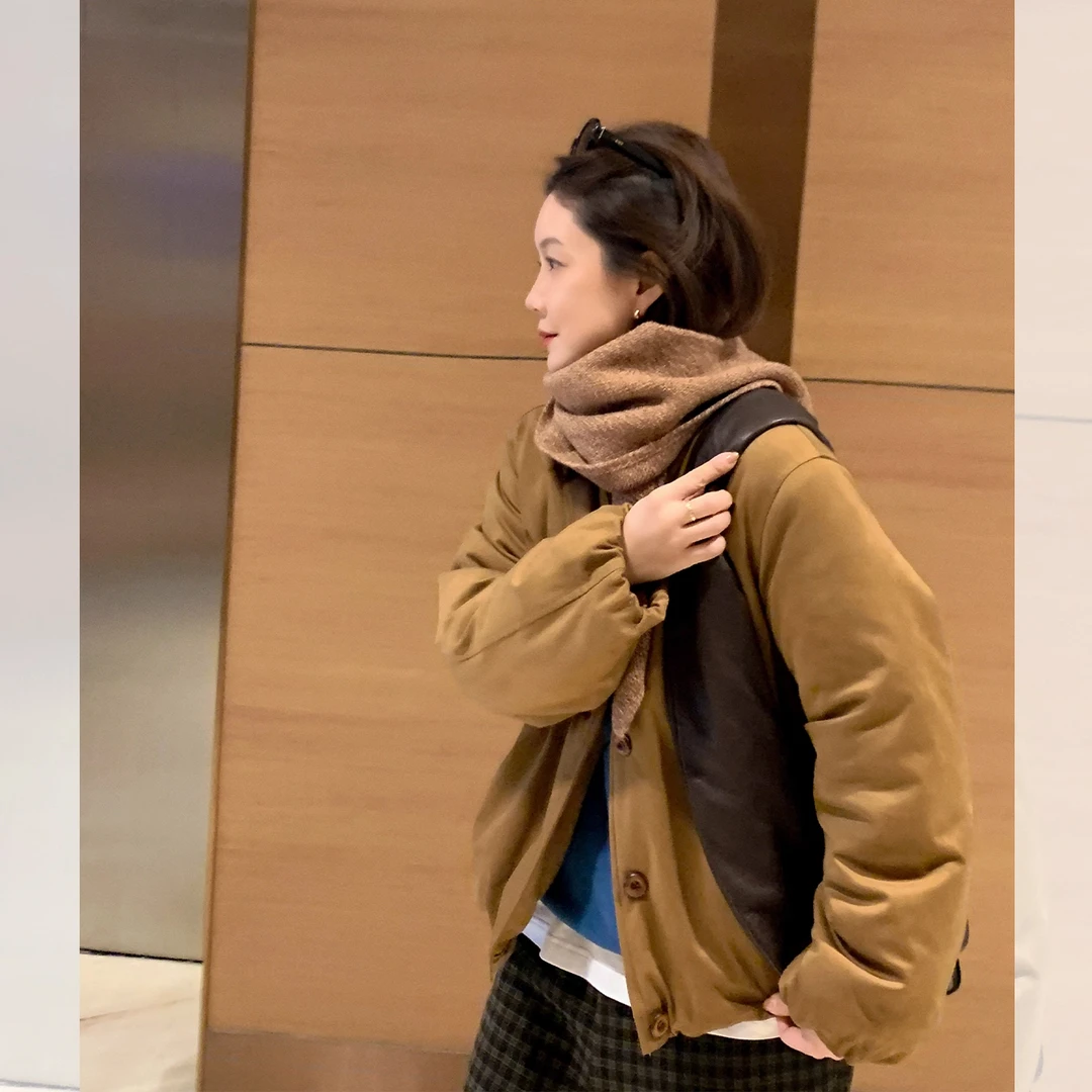 莉贝琳sisy仿牛皮绒热特姆棉服可拆毛领棉衣短外套冬S25412DJ06