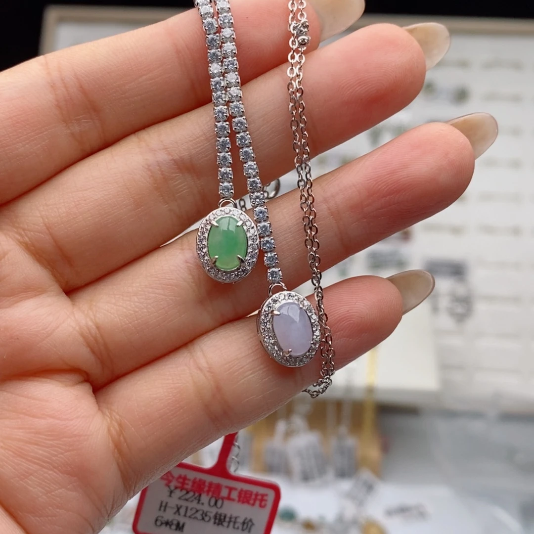 雪***仗翡翠银S925镶嵌戒指天然翡翠