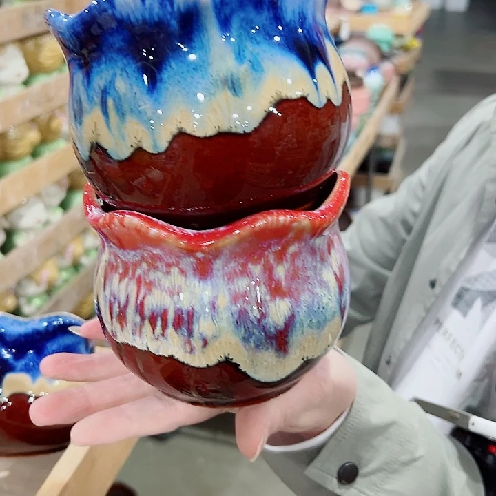 有孔.凑满10元发货多肉陶瓷花盆！