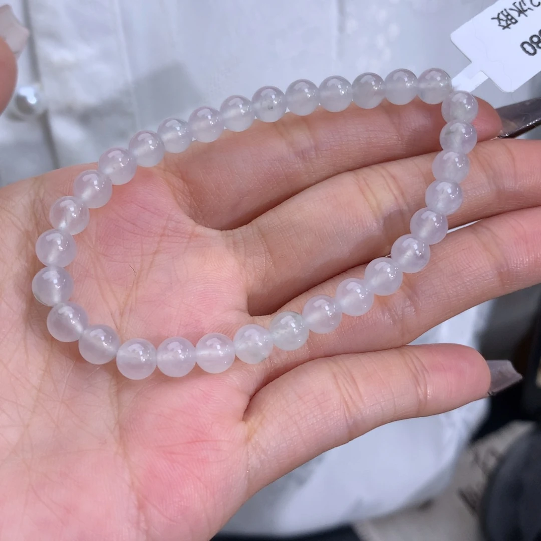 翡翠手链未镶嵌卡5.9白冰手串