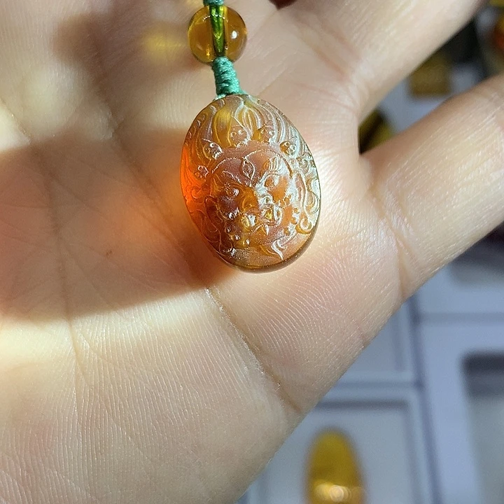 琥珀未镶嵌裸石黑财神手机挂