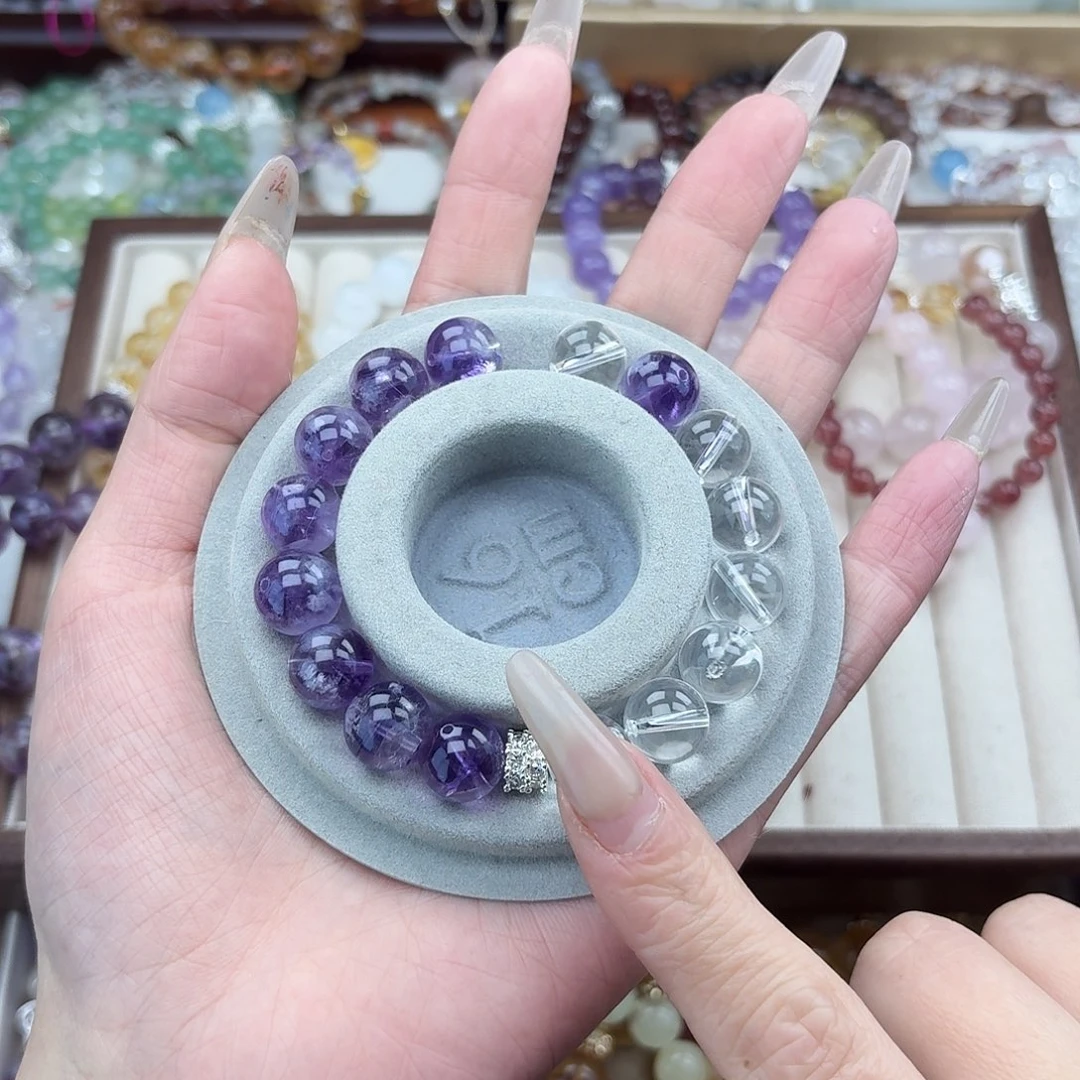 烟晶手链银S925镶嵌好