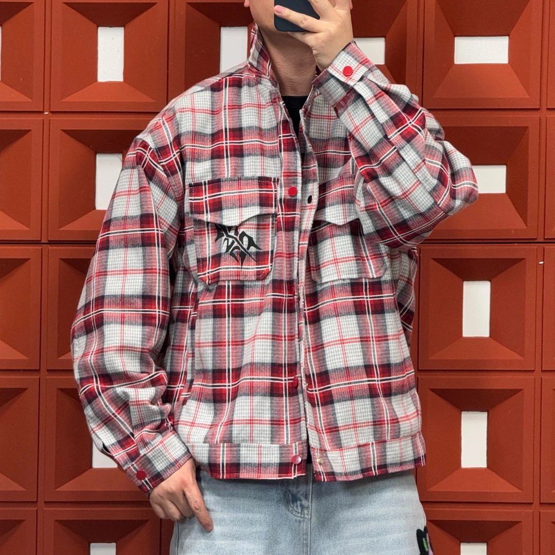 HK&NB x 蛇年特别版 春秋复古蛇吞印花经典情侣格子潮流撞色夹克