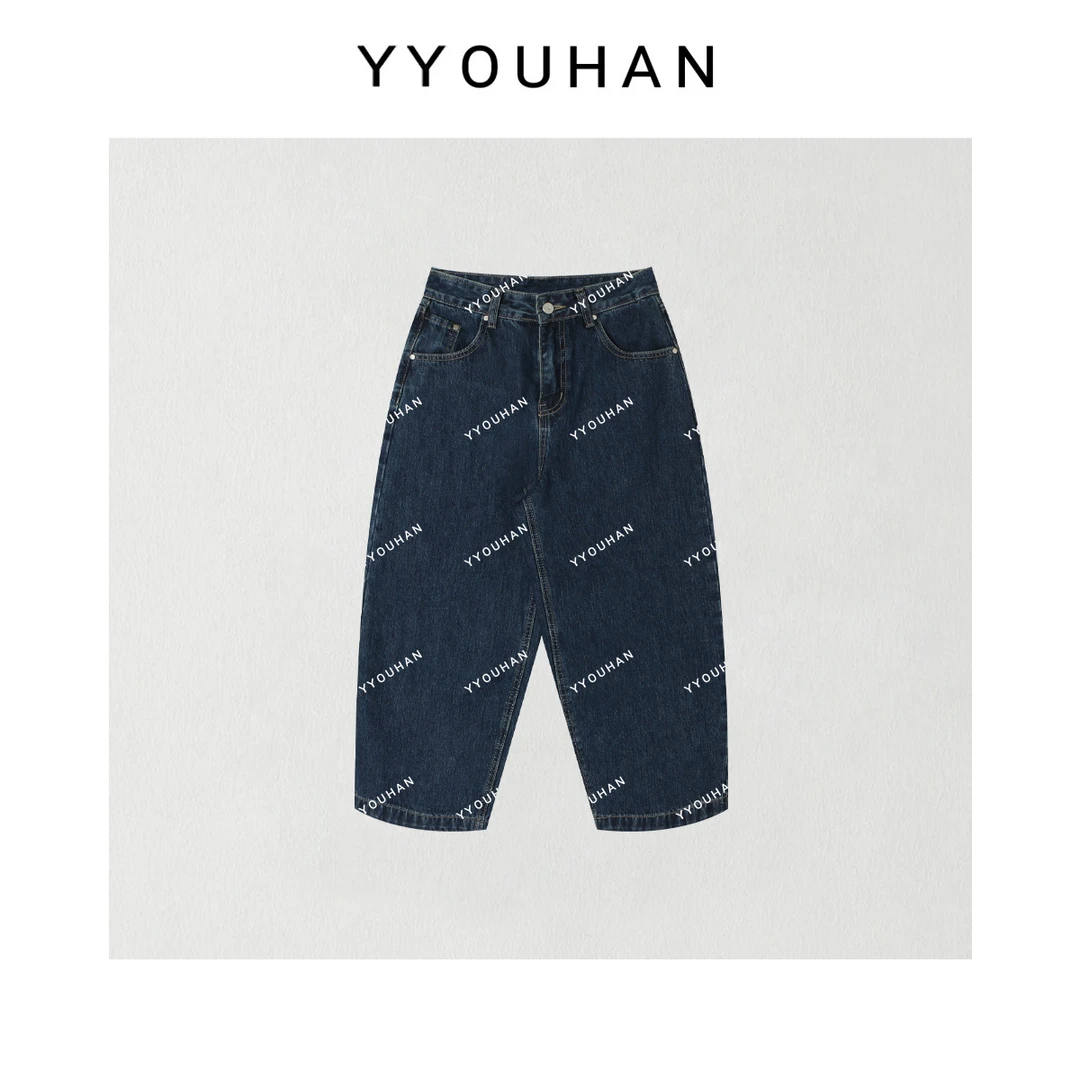 YYOUHAN 2025夏款小众设计宽松显瘦百搭直筒九分牛仔裤 2503C1239