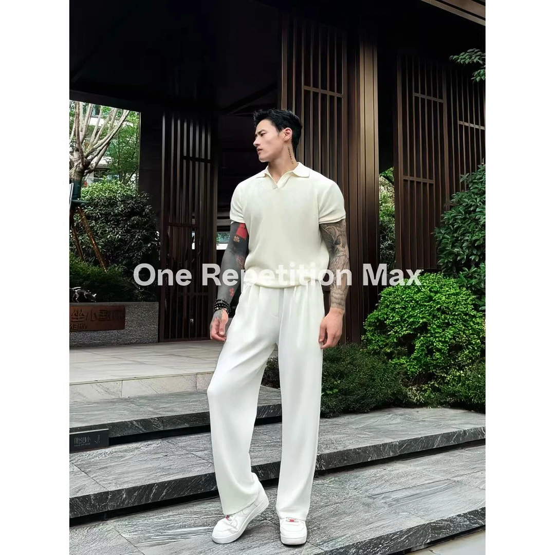 1RMunion进口兰精莫代尔软糯丝滑空气层卫裤微喇宽松白裤子男款