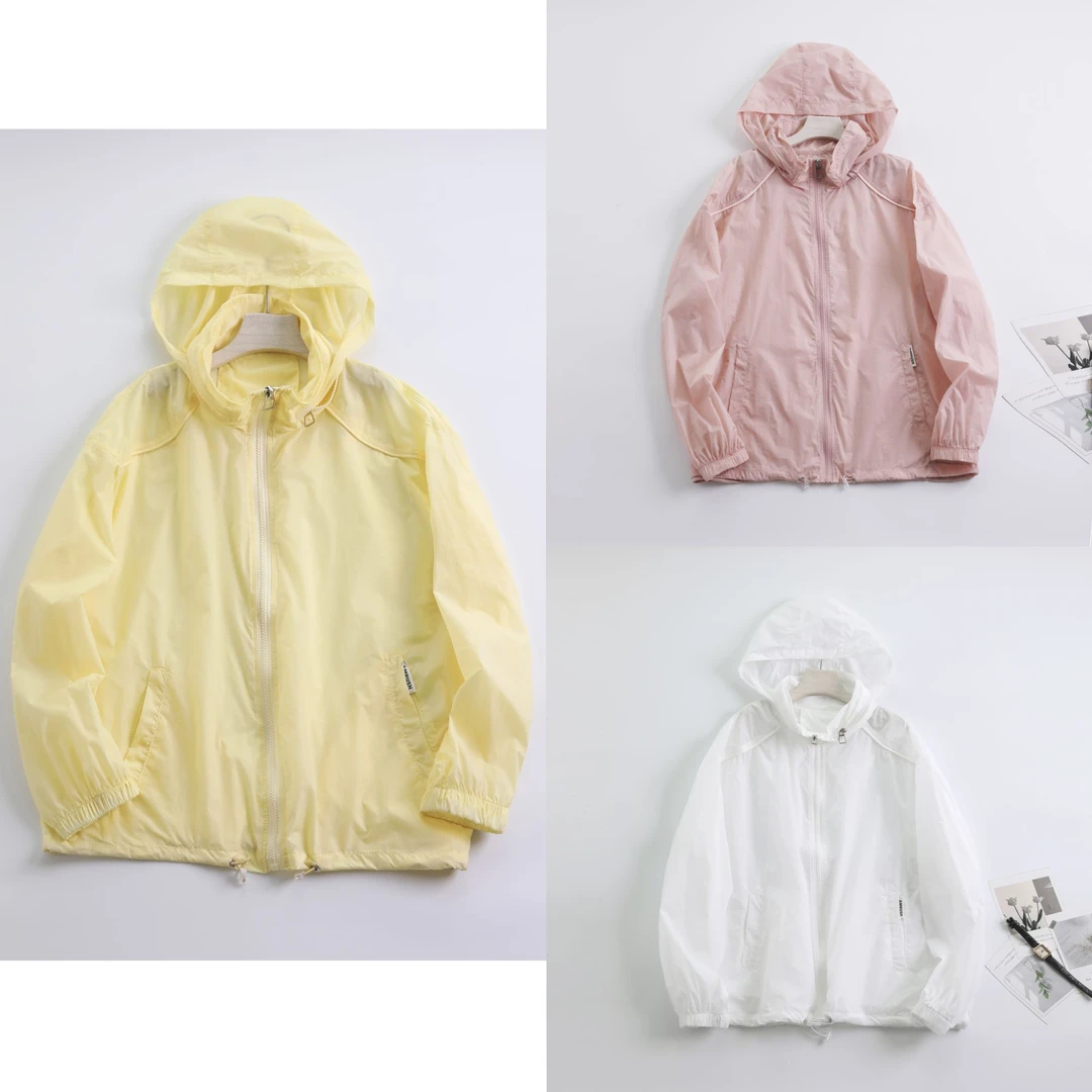 卡洛町大码女装120-200斤夏新款时尚百搭可拆卸带帽防晒外套7729