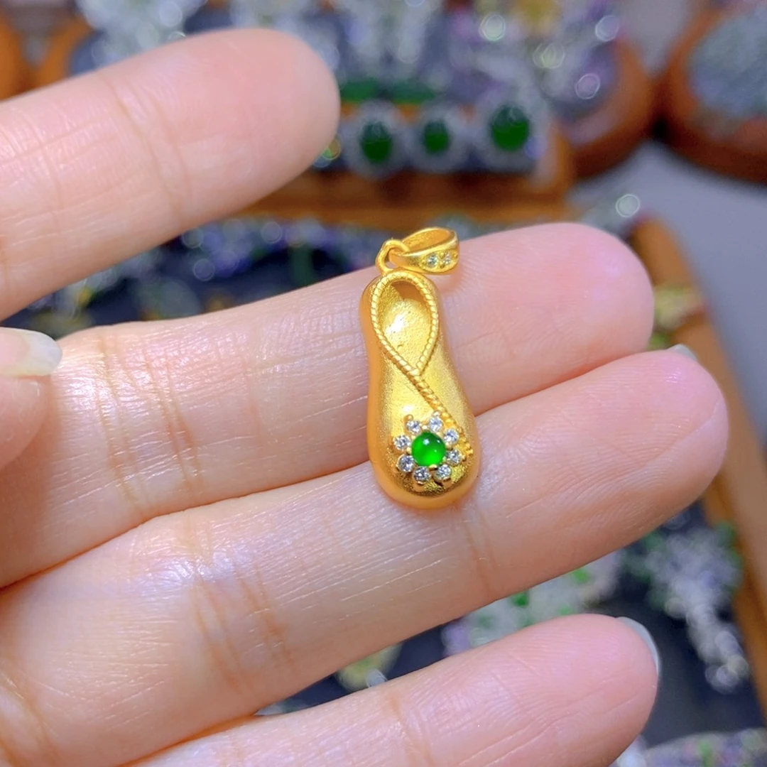 翡翠颈饰银S925镶嵌天然翡翠