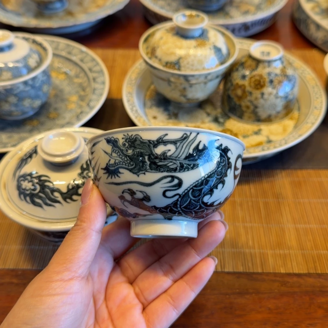 乘***浪手工手绘茶具双龙主人杯