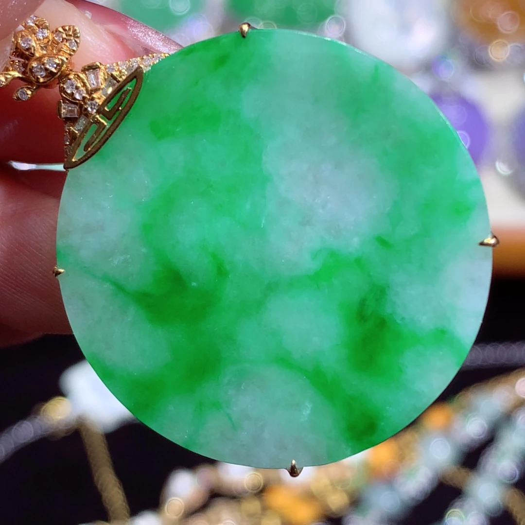 翡翠18K金镶嵌吊坠(不含链)