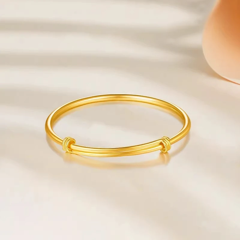 铜合金手镯 古法素圈手镯女款高级感新中式首饰轻奢经典亮面饰品