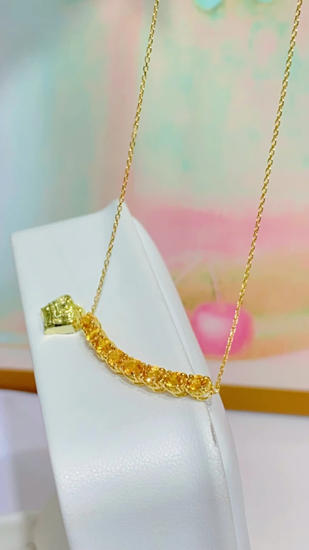 18K金镶嵌彩色蓝宝石项链微笑款