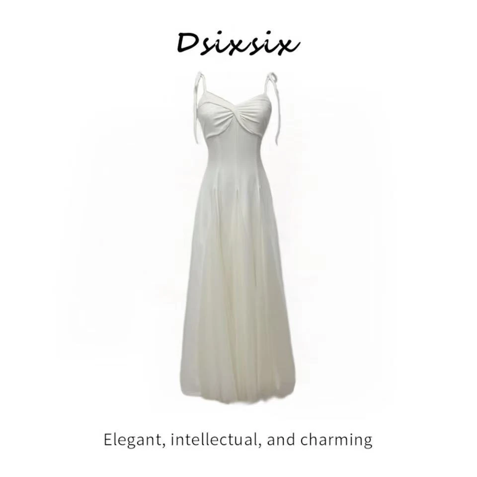 Yeah Me-【慵懒芭蕾】春日出行高级感轻奢蛋糕裙系带高腰吊带连衣裙