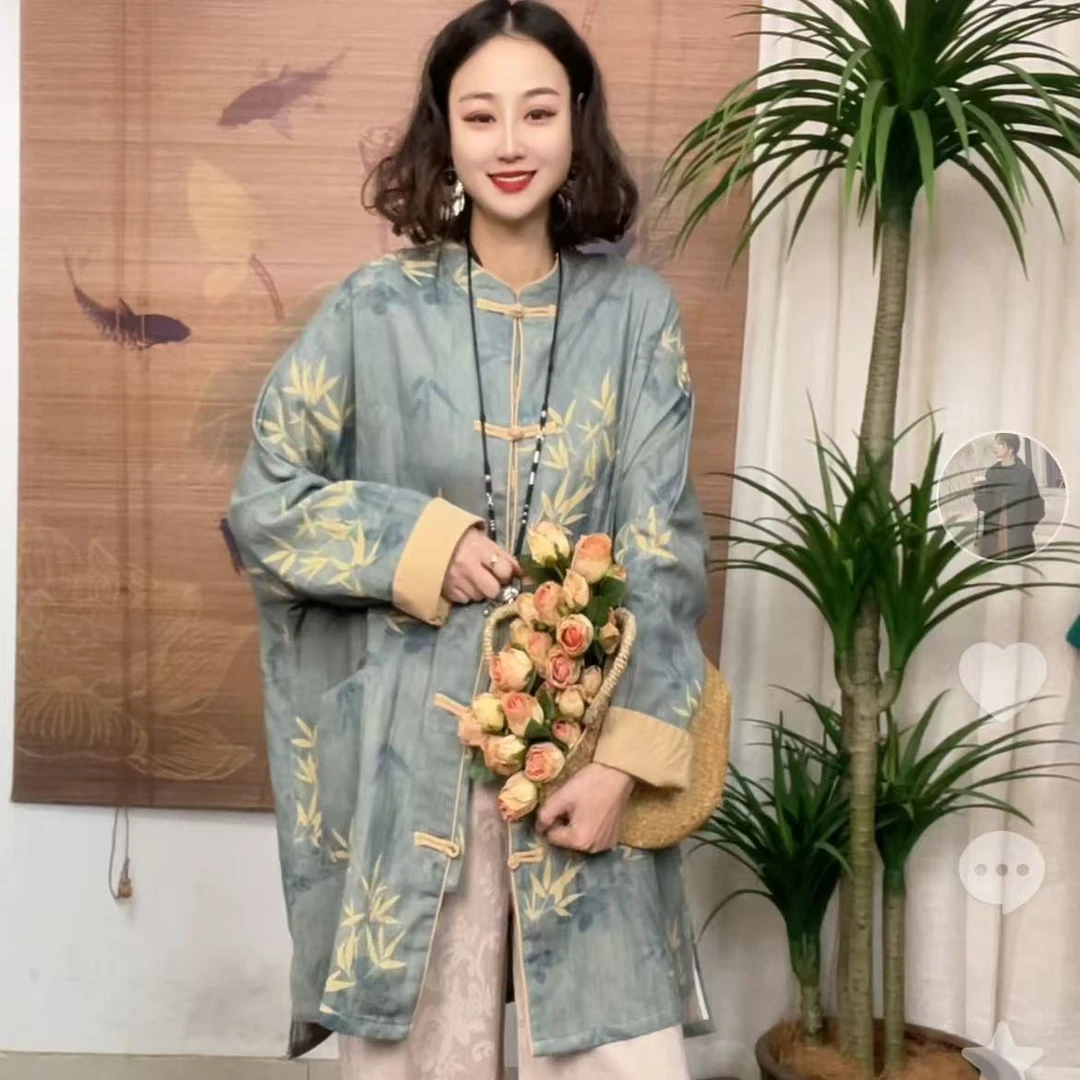 422-1春季新品提花大版高货复古百搭名族风国风文艺风棉麻外套