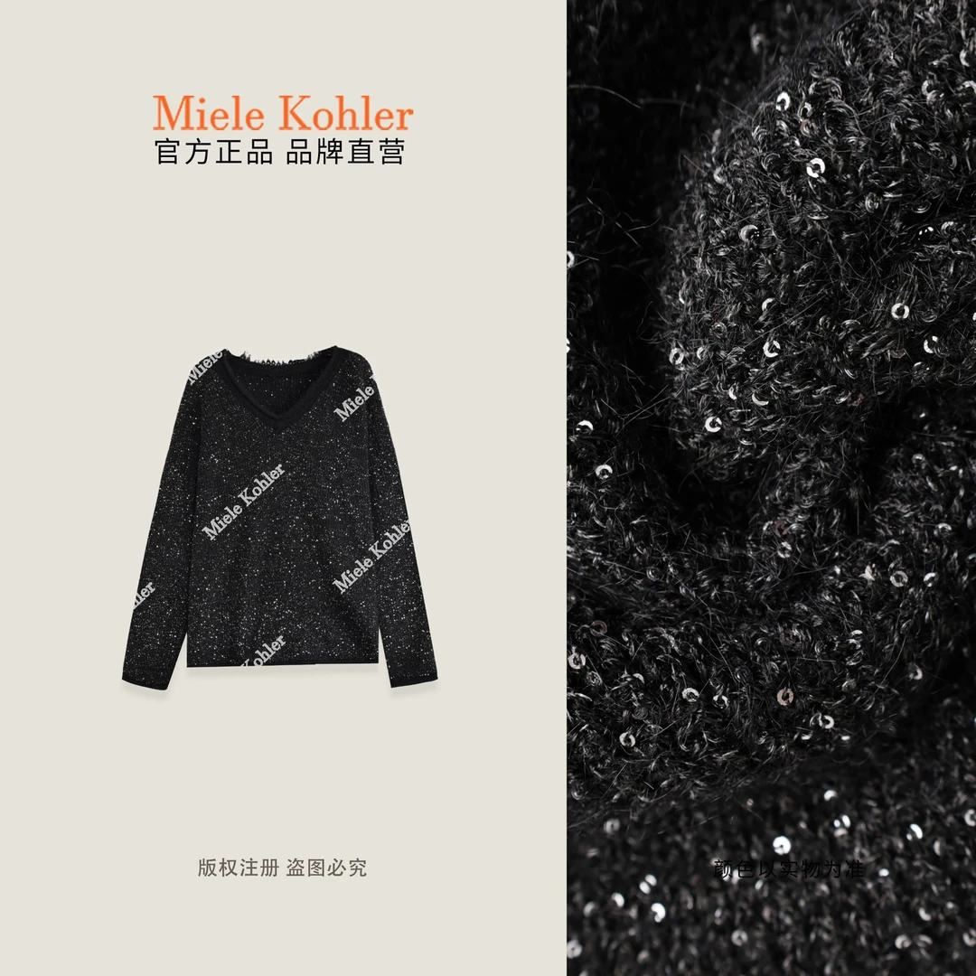 【满分松弛】秋冬重工细闪时尚女毛针织衫MKAQ5A099【澳门小源同款】