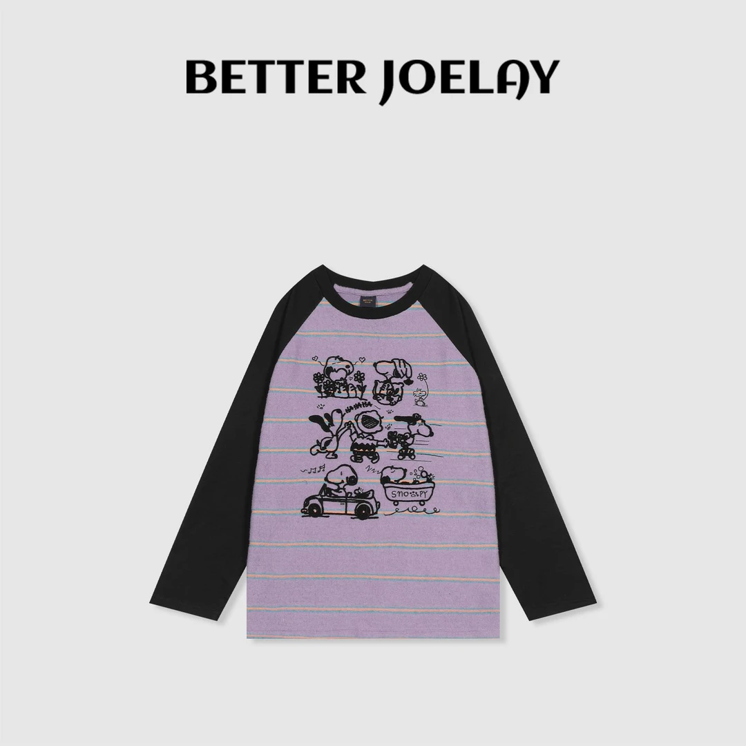BETTER JOELAY-【养只史努比】百搭插肩长袖T恤休闲简约宽松KH1656