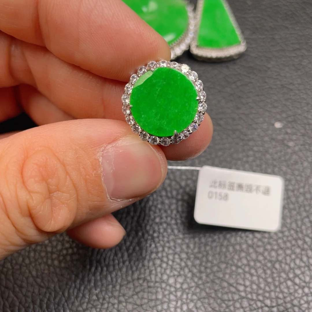 翡翠吊坠(不含链)银S925镶嵌戒指