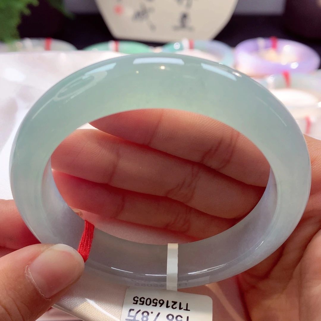 未镶嵌手镯翡翠冰胶起荧光晴绿68-24